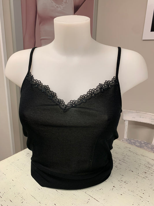 Spallina filo di scozia con pizzo a scollo a V Lisanza