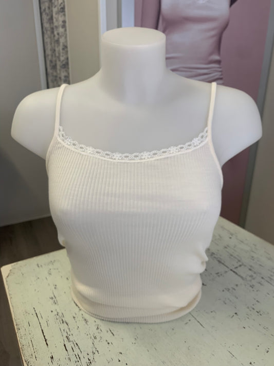 Lisanza canotta spallina lana seta a costina con pizzo elastico (Art. 1661)