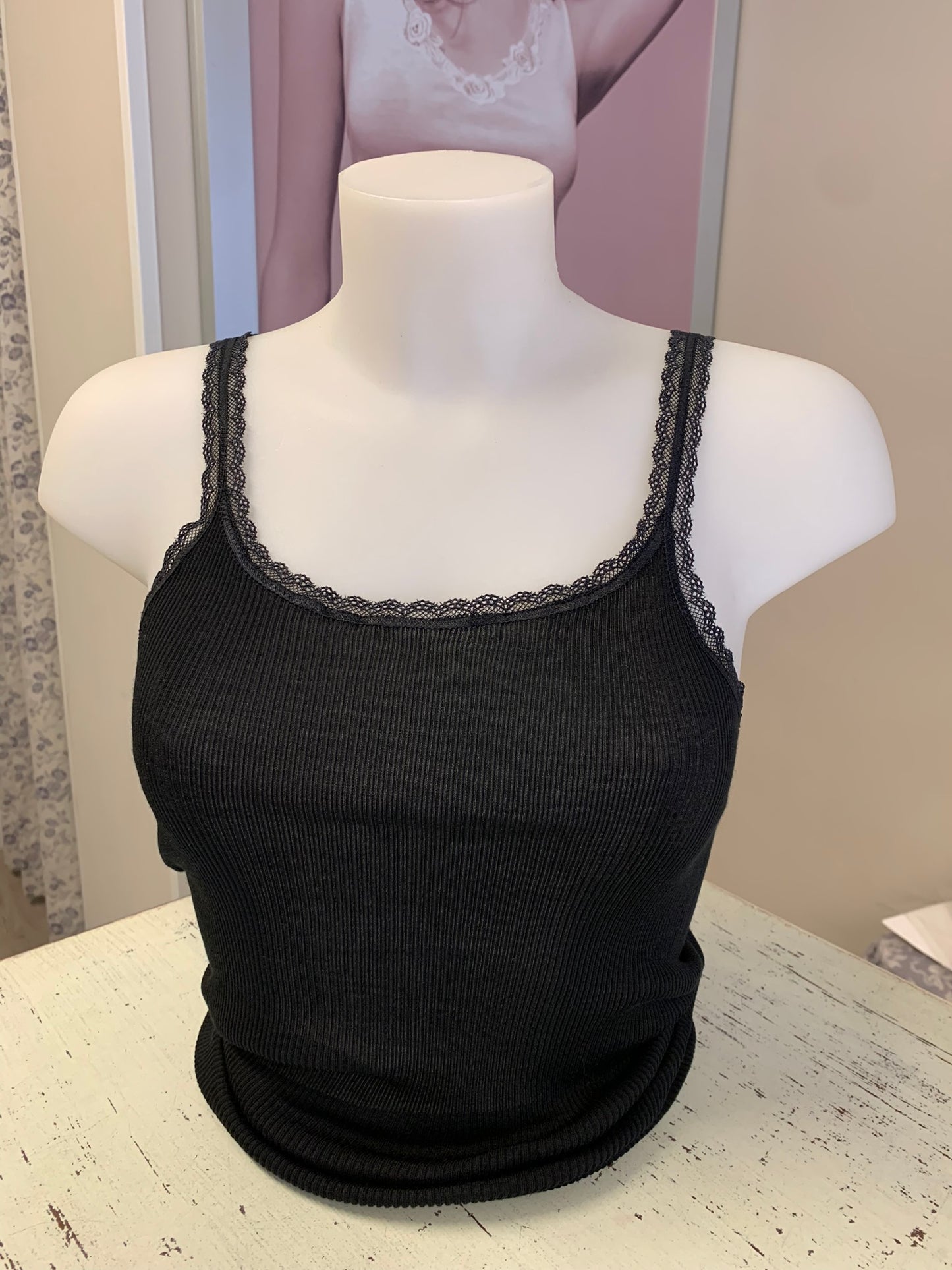 Lisanza canotta lana seta costina bordino in pizzo (Art. 1668)