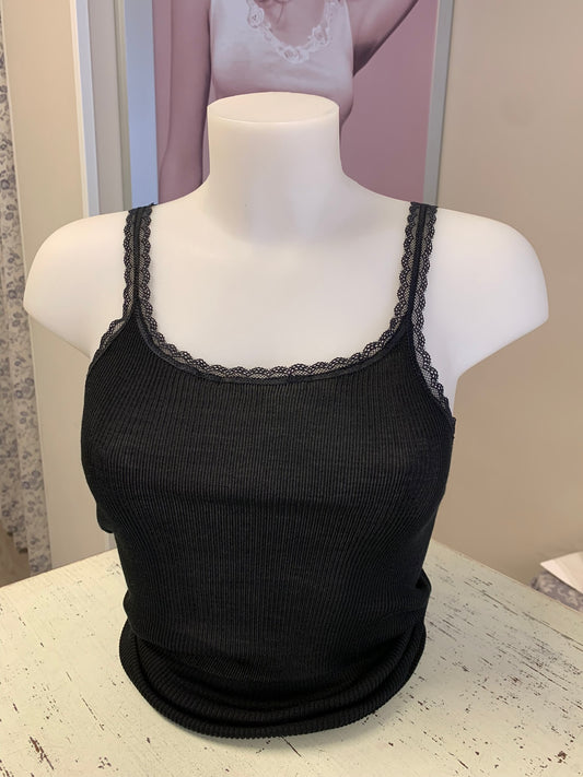 Lisanza canotta lana seta costina bordino in pizzo (Art. 1668)