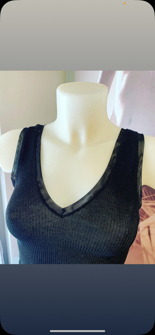 Lisanza canotta spalla larga  con bordo In tulle (Art. 2109M9404)