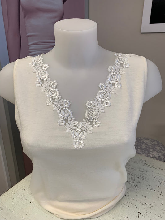 Lisanza Canotta Lana Seta V - Pizzo Largo Floreale Denso (Art. 2149)