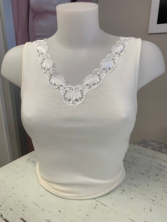 Lisanza Canotta Lana Seta V - Pizzo Largo con Bordo Smerlato (Art. 2153)