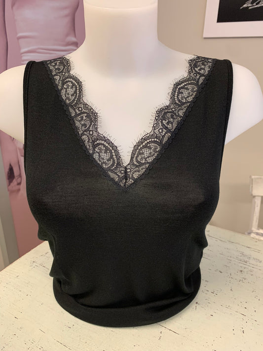 Lisanza Canotta Lana Seta V - Pizzo Largo Floreale Spallina Media (Art. 2173)