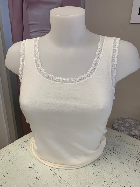 Lisanza Canotta Lana Seta V - Pizzo Profondo a Plastron  spalla larga (Art. 2682)