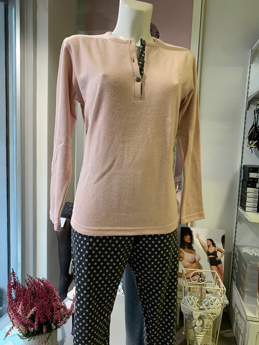 Pigiama Caldo Serafino Polsino Alla Caviglia Art 424106