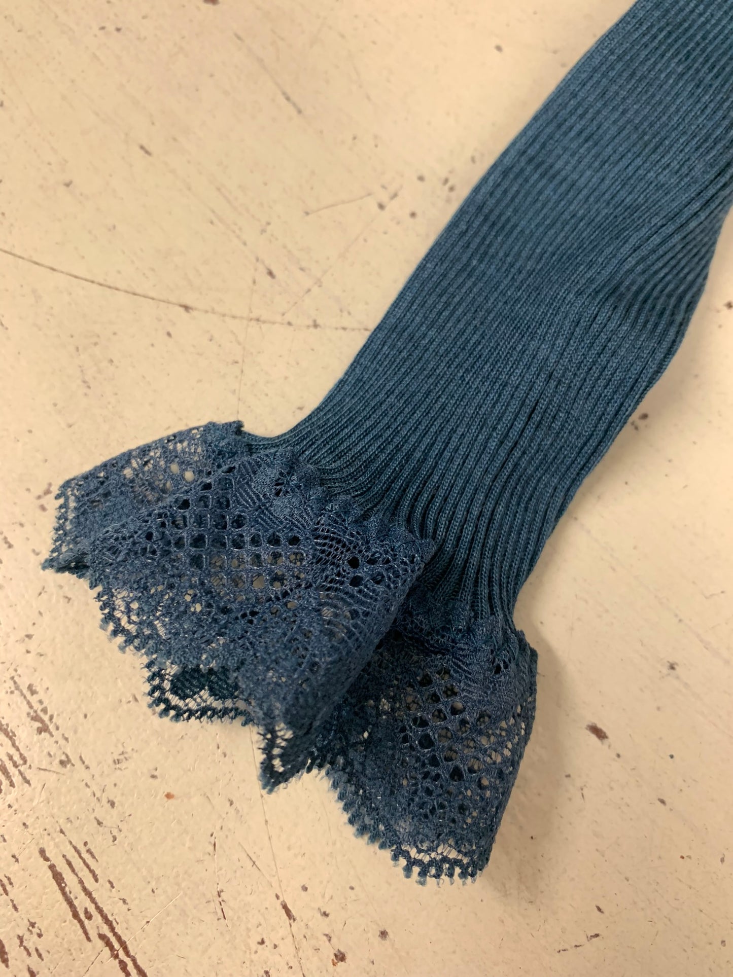 Lisanza manica lunga a costina scollo rotondo con pizzo elastico (Art. 46229)