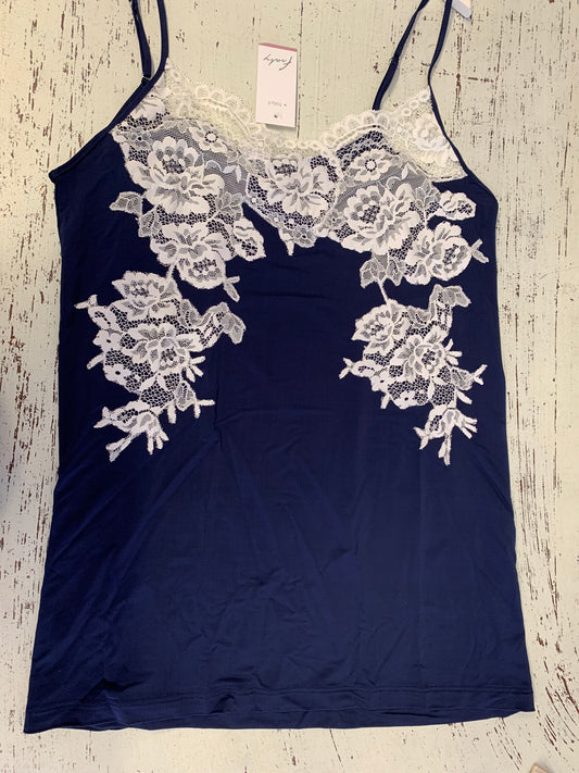 Spallina in Viscosa blu con Pizzo Elastico Bianco art DF1426