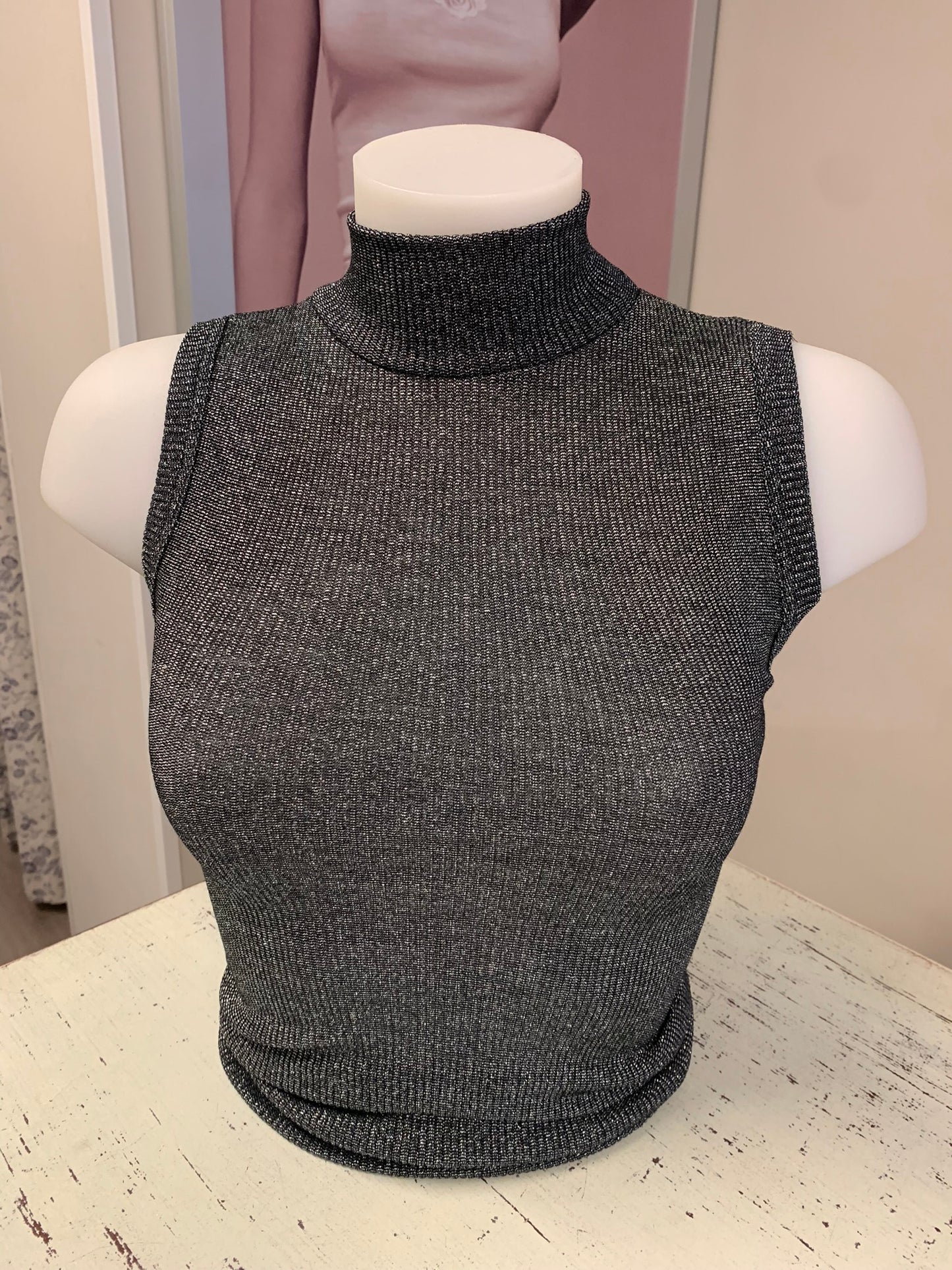 Fraly lupetto smanicato lurex lanaseta costina artDF7090