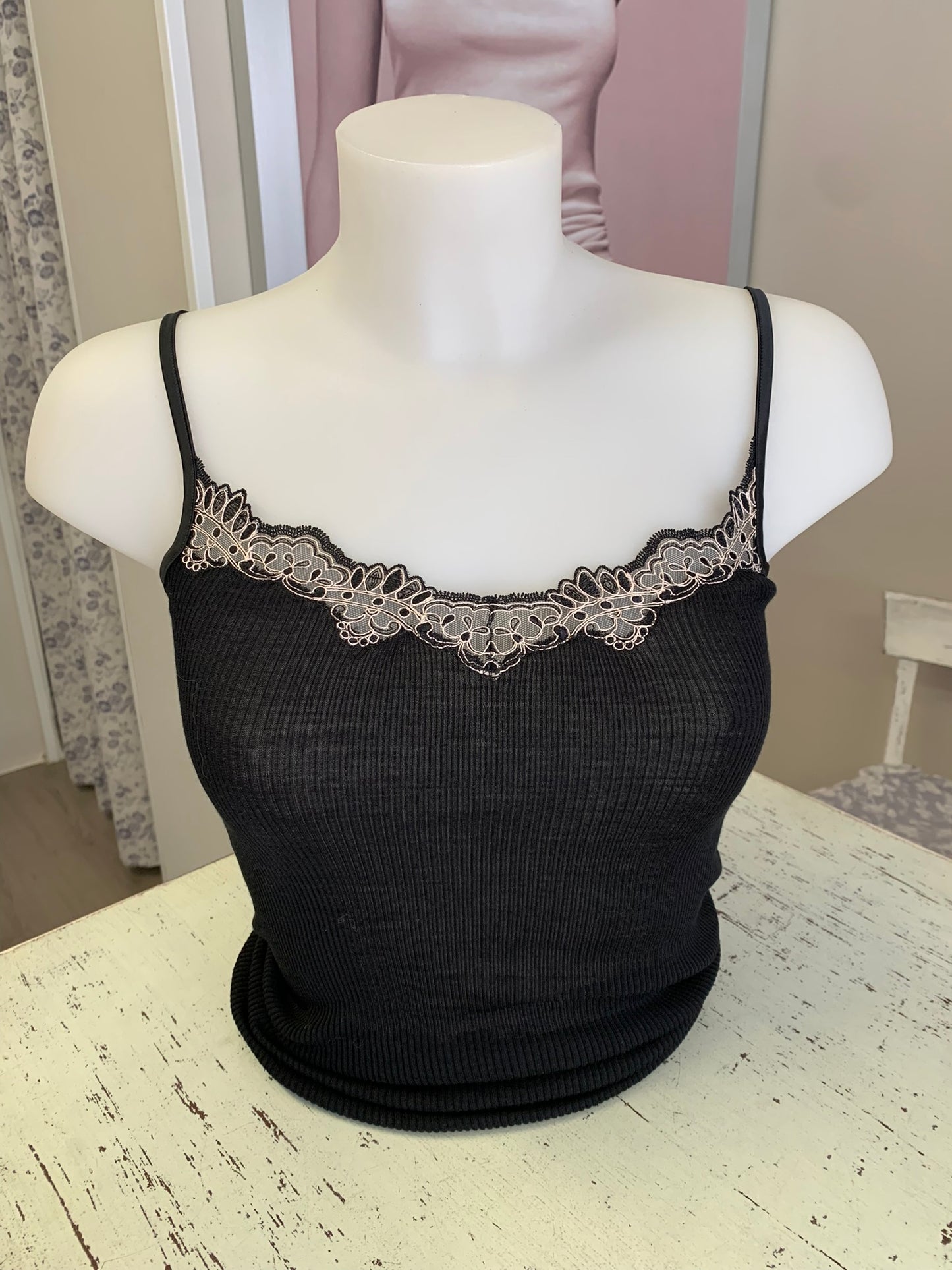 Fraly canotta spallina lana seta a costina artDF7139