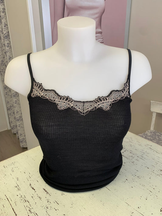 Fraly canotta spallina lana seta a costina artDF7139