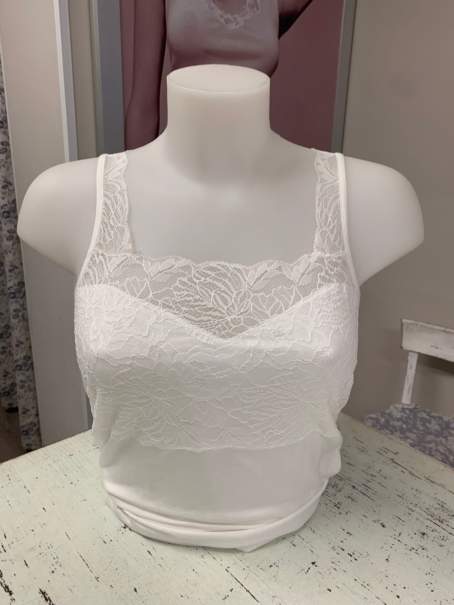 Fraly canotta spalla larga pizzo elastico scollo quadrato art DF1904