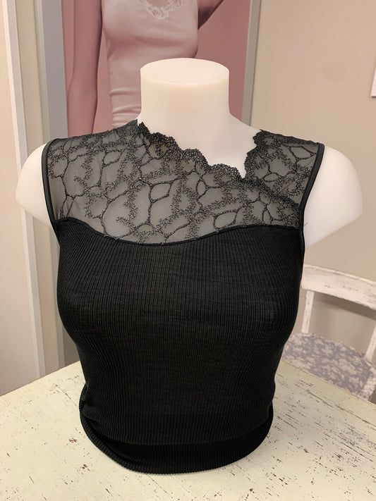 Fraly canotta sottogiacca lana seta costina pizzo lurex ar tDF7143