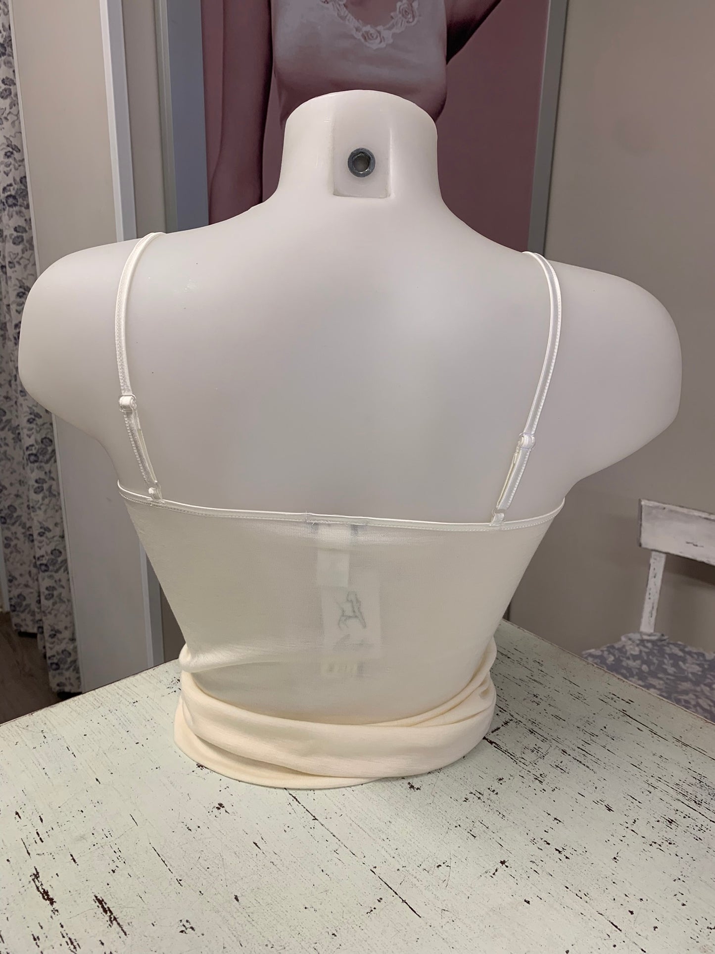 Fraly canotta spallina lana seta scolloa V pizzo elastico artDF6789