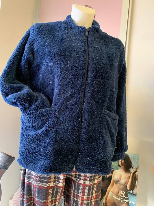 Dedicato a Te Ditta Italiana Pile blu con tasche e zip art 668