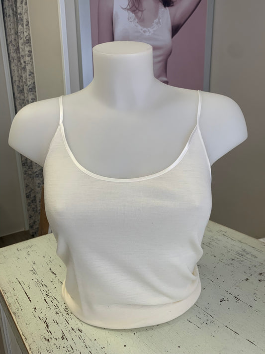 Lisanza canotta lana seta girocollo - pizzo sottile (Art. 1613)