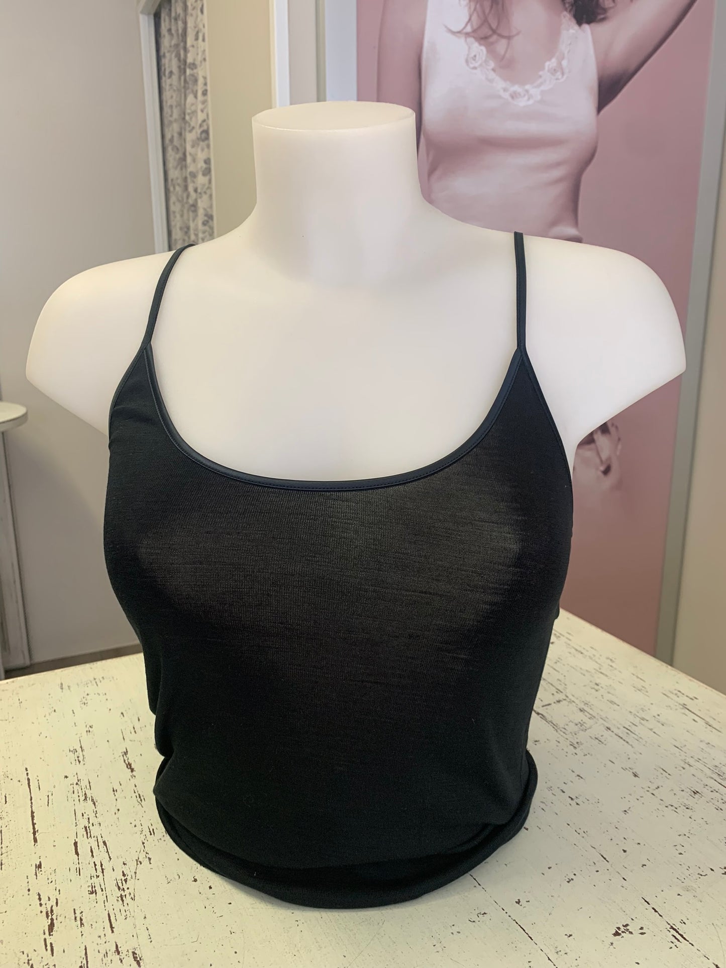 Lisanza canotta lana seta girocollo - pizzo sottile (Art. 1613)